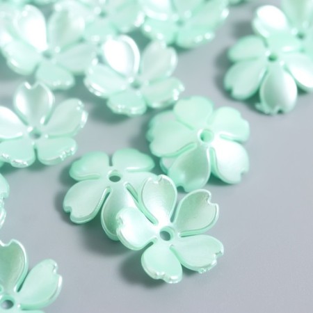 Beads for creativity plastic "Flower Pearl" set 40 pcs green 1.5x1.5 cm