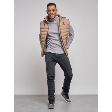 Warmed male vest, size 48, color light brown-10