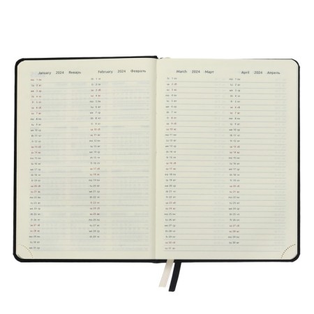 Dated diary 2024 A5 176 sheets, Devente.emblem, solid cover of artificial leather, lies, cream block 70 g/m2, black-6