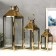 Summary Metal, glass Lantern "Romb" gold NR 3 pcs 55x18x18 37.5x14.5x14.5 26x10x10cm
