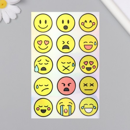 Holographic stickers (stickers) "emoticons" 10x15 cm, 5-214