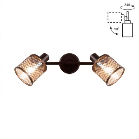 Sconces Citilux "Robin" CL535625, 35x25 cm, 2x40W, E14, brown color
