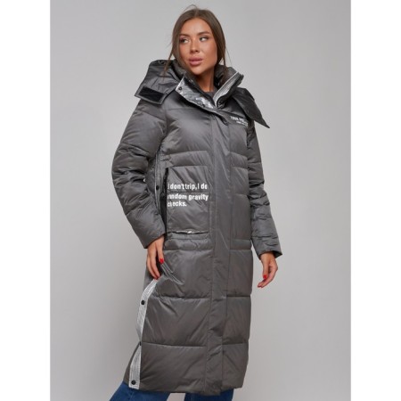 Coat insulated winter female, size 42, dark gray color-10