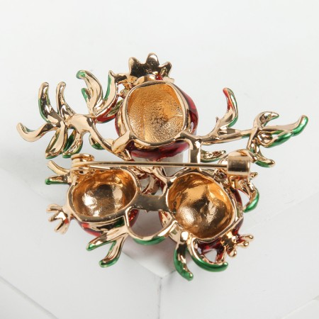 Brooch "Pomegranate", red-green color in gold-1