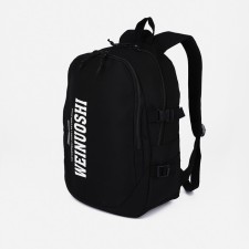 Young backpack from textiles on lightning, 3 pockets, black color