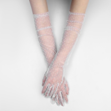 Carnival gloves, white color, long-2