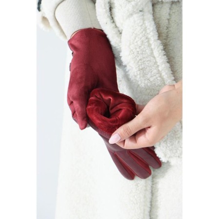 Gloves are female, dimensionless, without insulation, burgundy color-2