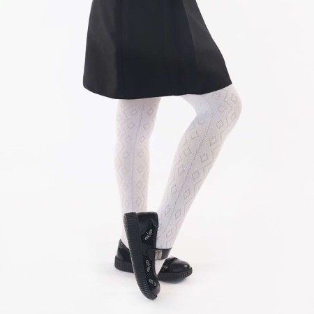 Pantyhose children's openwork, white color, height 110-116