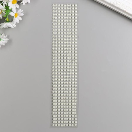 Stick plastic rhinestones "White half -dash" d = 0.6 cm 30.5x7 cm-1