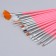 A set of brushes for building and design of nails, 15 pcs, 19 cm, pink color
