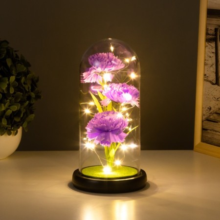 Ночник «Гвоздики» LED сиреневый 3хААА 10,5х10,5х22см-1