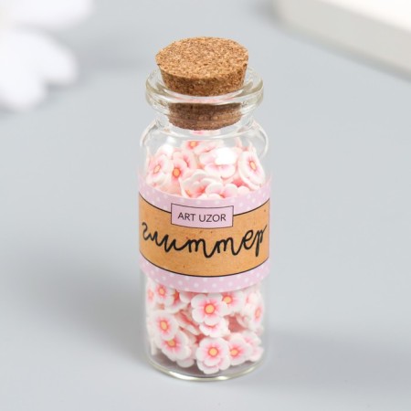 Decor for creativity Plastic "Flower. White-red petunia" set 8 g 5x2x2 cm