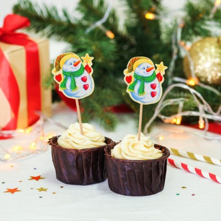 Skewers for the canapes "Snowman with a star", a set of 12 pcs.