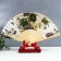 Fan bamboo, textile h = 21 cm "flowers" with a cover, beige