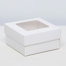 The box is folding, the lid is, with the window, white, 10 x 10 x 5 cm