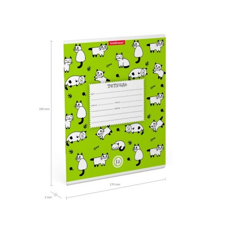 Notebook of 12 sheets in the Erichkrause Cats cage, cover coated cardboard, offset block-3