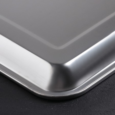 Stainless steel tray, 39.5 × 29.5 cm, thickness 1 mm, silver color-4