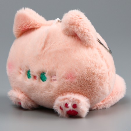 Soft toy "Cat-shred" on a key fob, 11 cm, pink color