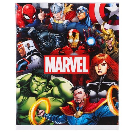 Notebook of 48 sheets in a cage, cardboard cover, block No. 2, whiteness 75% (gray sheets), Marvel, Avengers-2