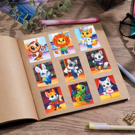 Paper stickers "smart animals", with coloring on the back, 11 x 15.5 cm-4