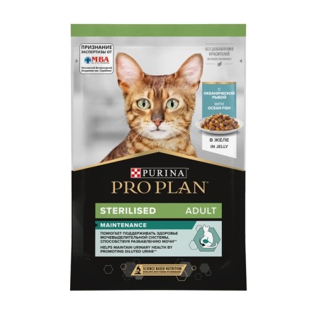 Wet food PRO PLAN for sterilized cats, oceanic fish in jelly, spider, 85 g
