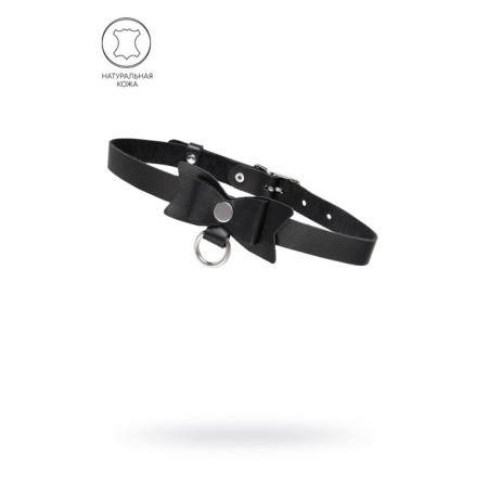 Pecado BDSM chocker-sewer, with a butterfly and a ring, genuine leather, black