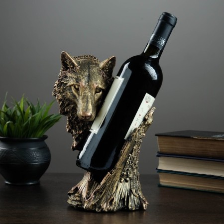 Standing for a bottle "Wolf" bronze 14x16x25cm-1