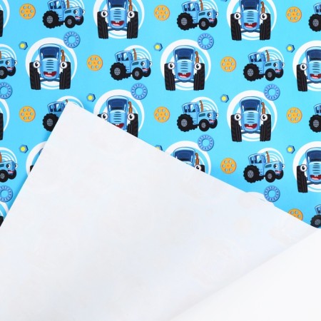 Packaging paper, 70x100 cm, blue tractor-2