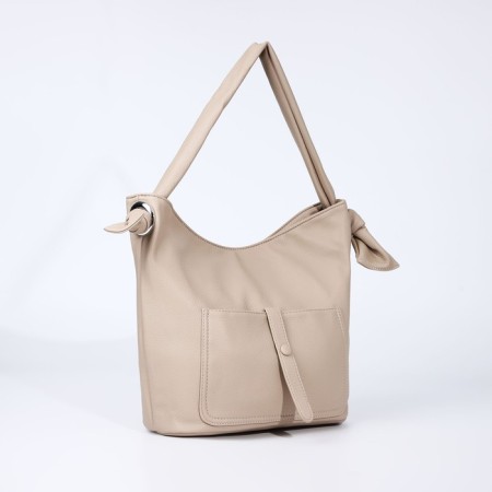 Luggage bag on lightning, 2 outer pockets, beige color-2