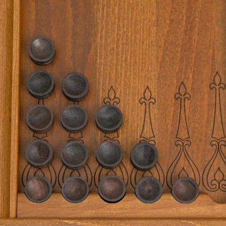 Carved backgammon, from an array of beech, patina 35 x 44 cm-4