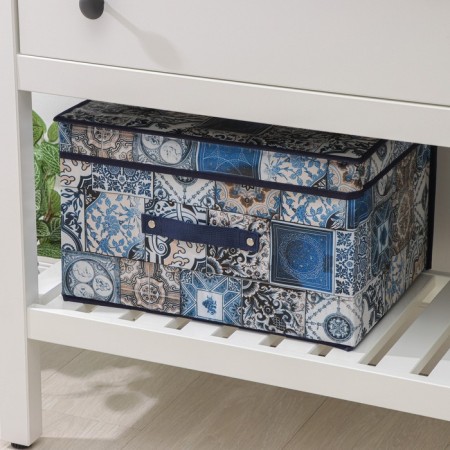 Stellid box for storage with a lid of the mosaic, 40 × 30 × 25 cm, blue color-4