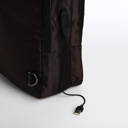A backpack-snuffle with a zipper, 2 outer pockets, brown color-6