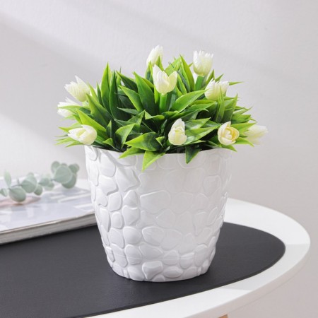Pot with the pallet "pebbles", 1.6 l, white color