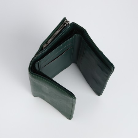 Women's wallet on magnet, green color-4