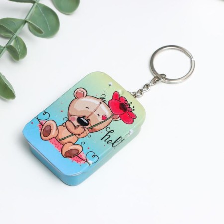 Casket on the ring Metal rectangular "Cute bear" MIX 1.7x4.2x5.7 cm-1