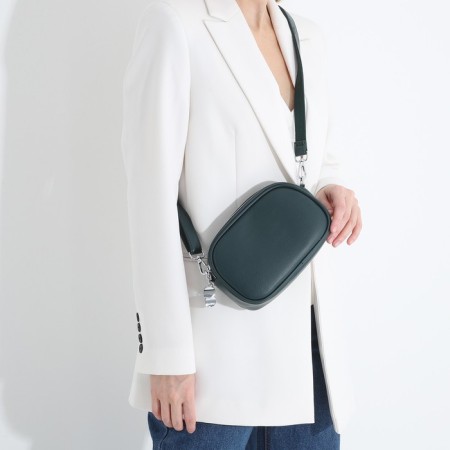 Bag Cross-Bodi on zippers, external pocket, dark green color-6