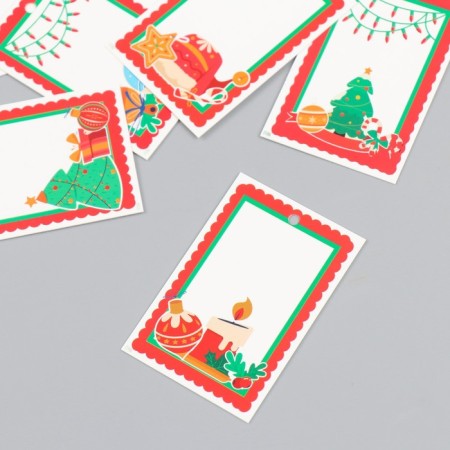 Cardboard "Christmas tree mood" set 10 pcs (5 types) 4x6 cm-2