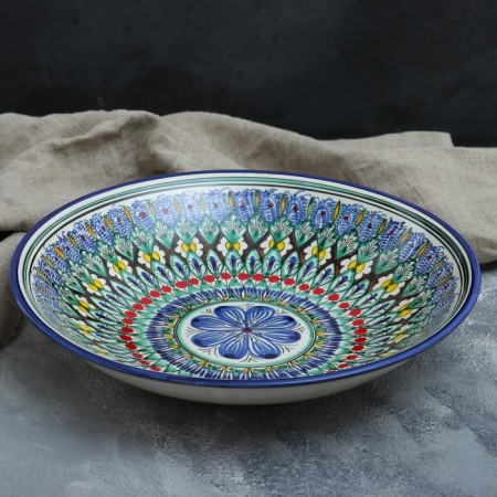 Largan Rishtan ceramics "Flowers", 33 cm, blue