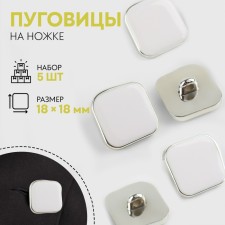 A set of buttons on the leg, 18 × 18 mm, 5 pcs, white/silver color