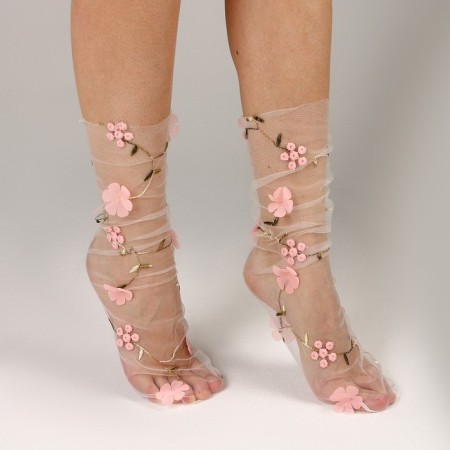 Carnival accessories, white, pink flowers-1