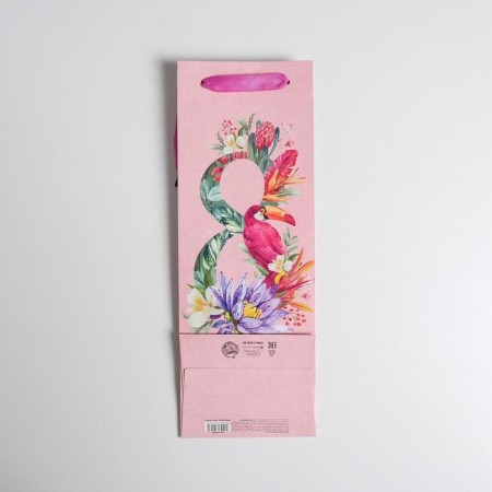 Gift package for a bottle, packaging, "since March 8", 36 x 13 x 10 cm-3