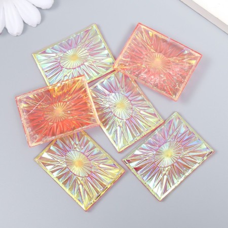 Decor for creativity Plastic "Flash" Holography Pink set 6 pcs 4x3 cm-2