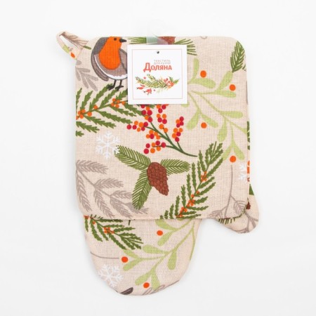 Set of kitchen. Bullfinch shares: mittens 20x27 cm, severity 19x19 cm, 100% HL-5