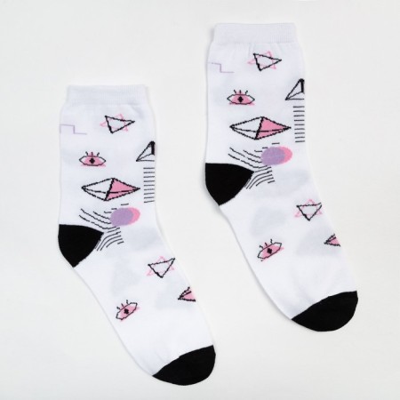 Women's socks minku "figures", white color, size 38-39 (25 cm)