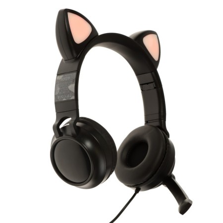 Headphones Quumo Game Cat Black, Game, microphone, USB+3.5 mm, 2m, black-1