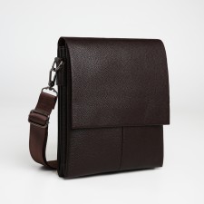 Men's bag over the shoulder, Textura, external pocket, brown color