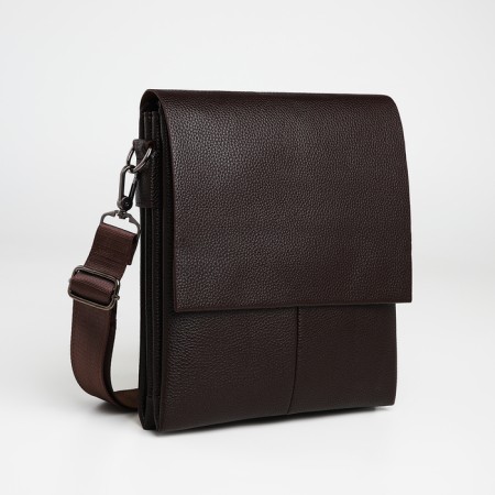 Men's bag over the shoulder, Textura, external pocket, brown color