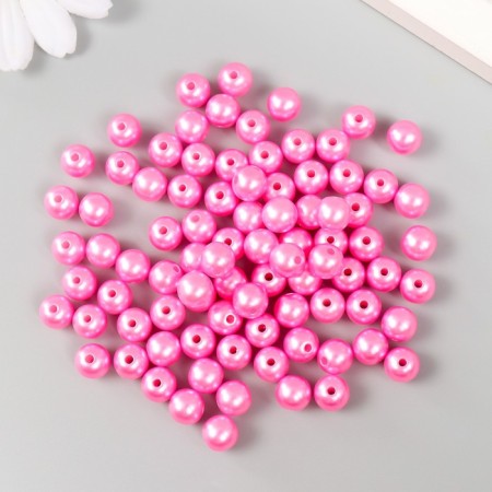 Set of beads "needlework" plastic, diameter 8 mm, 25 g, bright pink-1