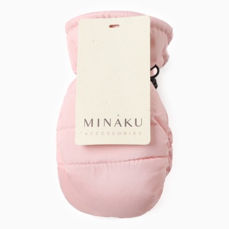 Mittens of winter children's minku, pink color, 15cm-4