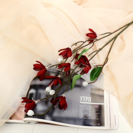 Artificial flowers "Silk White -flowered" 74x4 cm, burgundy